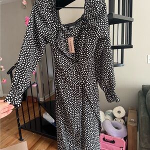 Missguided Black and White Heart Print Dress